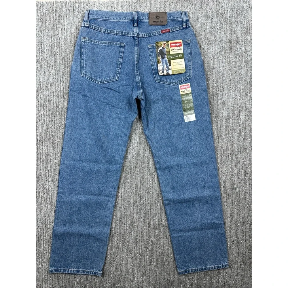 Wrangler Five Star Premium Denim Men's 33x30 Regular Fit Jeans Blue 96501SL NWT
